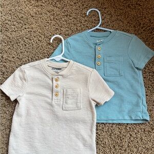 Old Navy Short-Sleeve Henley Pocket Tees - Cream & Light Blue